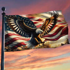 Patriotic Eagle American Grommet Flag 3x5, 5x8 ft picture