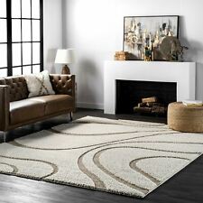nuLOOM Shaggy Curves Design Contemporary Modern Shag Area Rug in Cream Color picture
