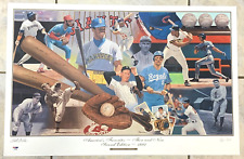Bob Feller Ozzie Smith Signed 20X30 Print 1992 Nabisco Baseball Poster PSA/DNA picture