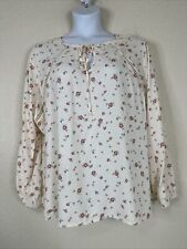 NWT Como Vintage Womens Plus Size 3X Pink Floral Tie Neck Top Long Sleeve picture