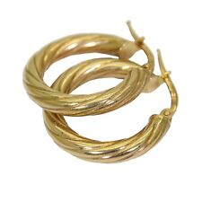 Chunky Twisted 9ct Yellow Gold Hoop Earrings picture