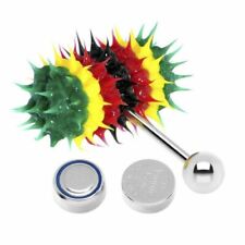 Silicone Spikes Vibrating Tongue Ring Rasta Jamaican 14G Surgical Steel  picture