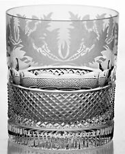 Edinburgh Crystal Thistle Cut Double Old Fashioned Glass 3-3/4” Scotland Stamped picture