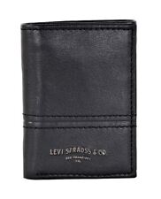 Levi's Men's Genuine Leather RFID-Blocking Trifold Wallet Black picture