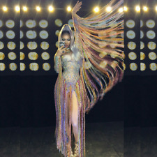 Glisten Crystals Jumpsuit SexyMulti-colored Tassel RhinestonesBodysuit Nightclub picture