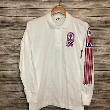 Vintage 1982 Summer Games Shirt Mens Medium White USC Polo Long Sleeve 80s picture