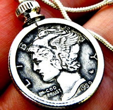 Necklace Pendant Vintage authentic 1939 silver Mercury dime coin nice gift picture