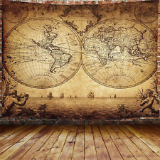 Old World Map Tapestry, Vintage Wanderlust Pirate Map Tapestry Wall Hangin picture