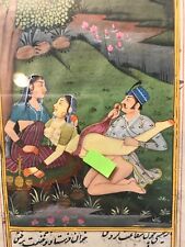 ANTIQUE Mughal Miniature Paintings INDIAN KAMASUTRA EROTIC ART Framed PAIR - FUN picture