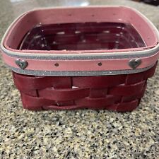 Longaberger 2014 Mini Red Pink Silver Glitter Hearts Basket Valentine's Day picture