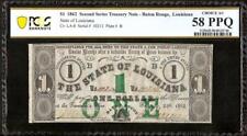 1862 $1 DOLLAR LOUISIANA TREASURY NOTE CIVIL WAR EMERGENCY ISSUE PCGS 58 PPQ picture