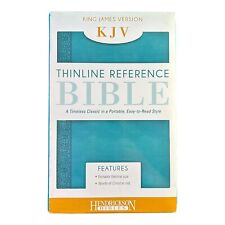 KJV Holy Bible, Thinline Red Letter End of Verse Aquamarine Hendrickson picture