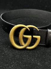Gucci  2015 Re-Edition Wide Leather Belt Gold Brass Double GG picture