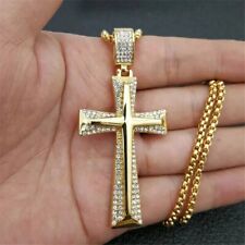 Cross Pendant 14K Yellow Gold Plated Silver 3.90Ct Round Cut Lab Created Diamond picture