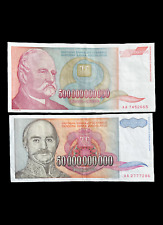 Yugoslavia 50 500 Billion Dinara 1993 Banknotes Hyperinflation Currency Bills picture
