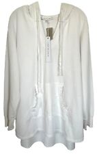 Jane & Delancey Women's Hooded Top Vintage Look Long Sleeve Plus Size 2X White picture