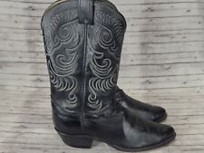 Vintage OLATHE MEN'S BLACK LEATHER Cowboy Western Boots SIZE 10.5  D MADE IN USA picture