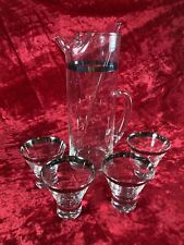 Mid Century Modern Dorothy Thorpe Cocktail Pitcher, Stirrer and 4 Glasses picture
