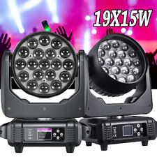 2Pcs LED 19x15W RGBW Beam Wash Zoom Moving Head Stage Light DJ Disco Bar DMX picture