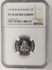 1974 FM Bahamas 5C PF 70 Ultra Cameo - NGC - Perfect - Top Pop picture