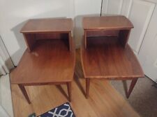 Pair- Mid Century Modern Heritage Walnut End Tables. picture