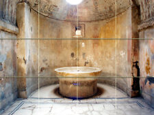 Art Ancient Bath Pompeii Mural Tumbled Marble Backsplash Tile #102 picture
