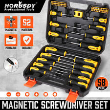 58Pcs Magnetic Screwdriver Set With Toolbox Professional Cushion Grip Men's Gift picture