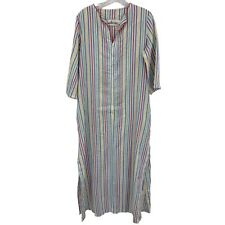 Vintage David Brown Kaftan Womens Small Striped Colorful Modest Pockets Zip  picture