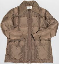 Vintage 1970s K Mart Goose Down Fill Olive Brown Puffer Jacket Men's Size LARGE picture
