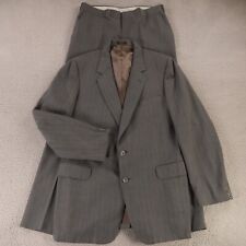VINTAGE Regent Suit M MT Gray Striped Worsted Wool Twill Made in USA 42L 34x31 picture