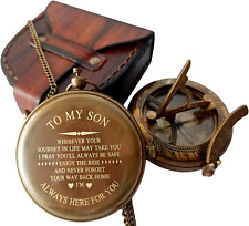To My Son Compass Personalized Sundial Compass with Leather Case/Gift picture