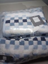 Soho Living 2 Bath, 2 Hand,  Towel 4 Set Dots 100% Cotton Blues + White New picture