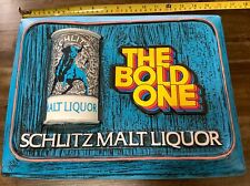 Vintage 1980s SCHLITZ MALT LIQUOR 3D Bull Beer Sign Plastic. 16”x12” picture