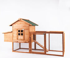 80'' Wooden Chicken Coop Pet Hutch House W/ Run Ramp Nest Box Cage Outdoor Large picture