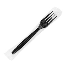 Karat PP Plastic Heavy Weight Forks - Black - Wrapped - 1,000 ct, U3530B picture
