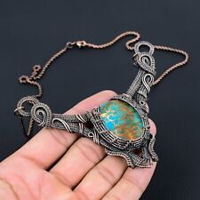Beautiful Blue Sea Sediment Gemstone Copper Wire Wrapped Handmade Necklace picture