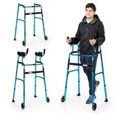 Goplus Walkers For Seniors, Foldable Standard Walker With 5’’ Wheels And Removab picture