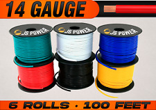 14 Gauge 12v Automotive Primary Wire Remote Cable CCA - 6 Rolls - 100 Feet Each picture