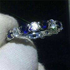 Eternity Round 3.00 Ct Real Treated Diamond Engagement Band In 925 Silver Ring picture