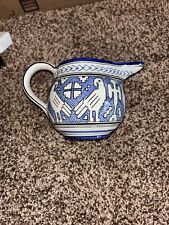 vintage deruta italian pottery teapot/ Pitcher blue white ( Last Dodo Bird ) ￼ picture
