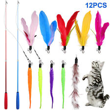 12Pcs Retractable Cat Interactive Toy Feather Kitten Teaser Indoor Play Toy Gift picture