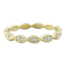 Natural Diamond 14k Solid Gold Milgrain Marquise Half Eternity Ring for Women picture