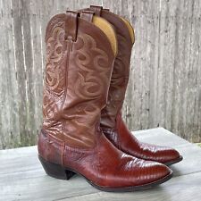 VINTAGE NOCONA LIZARD Skin Cowboy Boots Men 10.5 D Brown Leather EXOTIC Western picture