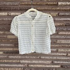 Vintage Mexican Hand Made Ivory 100% Lace Blouse READ picture