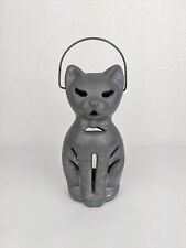 Vtg 1940's Cast Metal Spooky Cat Figural Candle Lantern 8.5