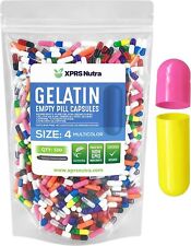 Size 4 Multi-Colored Empty Gelatin Pill Capsules Kosher Gluten-Free Caps Gelcaps picture