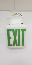 Kopp Industrials Milk Glass Exit Sign & Fixture Green Letters 2 Sided Top Mount  picture