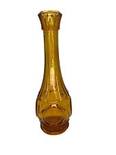 Vintage WHEATON Bullseye Amber Gold Marigold Yello Coin Bud Vase picture