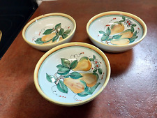 3 Deruta Pottery 6 in in Hand Painted Fruit Pattern cereal bowls Italy RARE picture