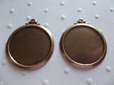 Vintage Style 25mm Round Antiqued Brass Simple & Elegant Settings - Qty 2 picture